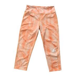 Orangetheory Size Large Cropped Capri Athletic Leggings Orange Geometric Print